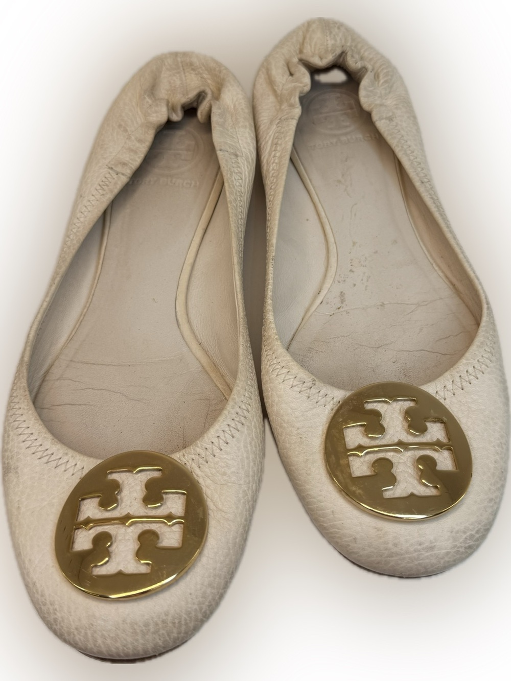 Tory Burch Cream Leather Flats Sz 8